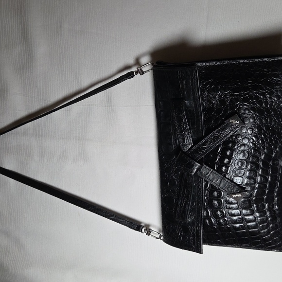 PRUNE Black Crocodile Embossed Clutch. - Picture 4 of 7